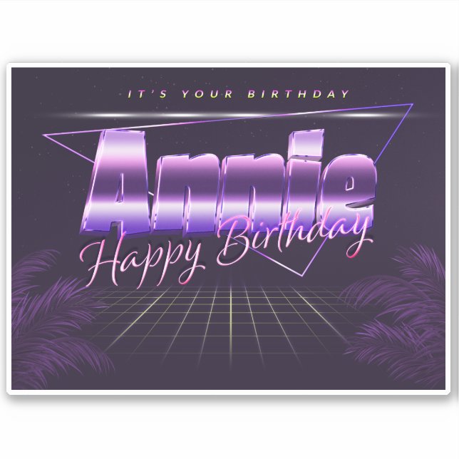 Annie Name First name lila retro Sticker Birthday (Front)