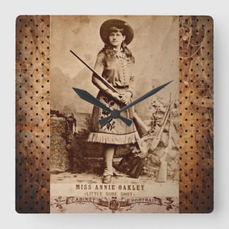 Annie Oakley Sepia Square Wall Clock