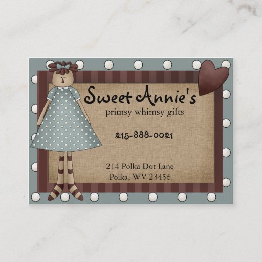 Customizable Annie Whimsy Primsy Country Business Card