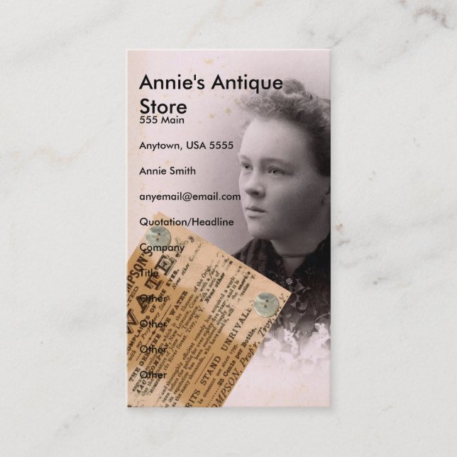 Annie's Antique Store Business Card (Front)