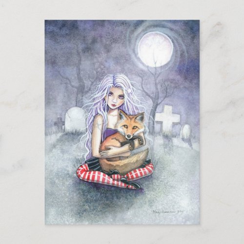 Annie's Fox Gothic Girl Fantasy Art Postcard