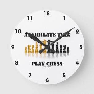 Annihilate Time Play Chess (Reflective Chess Set) Round Clock