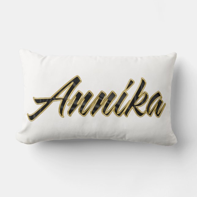 Annika black gold lettering cushion decoration (Front)