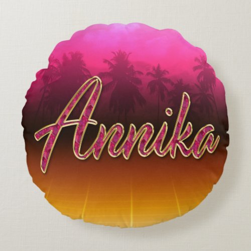 Annika First Name Golden pink pillows