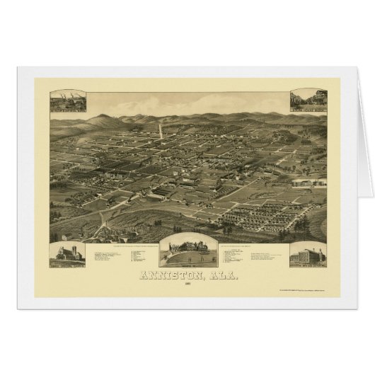 Anniston, AL Panoramic Map - 1887 Cards (Front Horizontal)