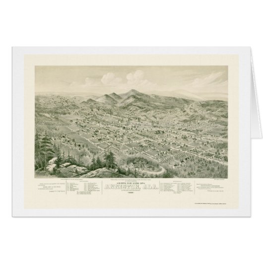 Anniston, AL Panoramic Map - 1888 Cards (Front Horizontal)