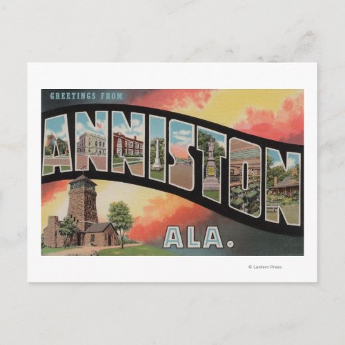 Anniston Alabama _ Large Letter Scenes Postcard