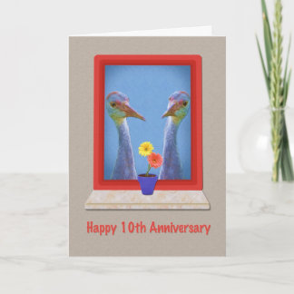Anniversary, 10th, Crane Birds Card