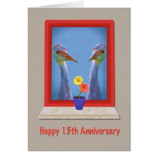 Anniversary, 15th, Two Sandhill Cranes Card