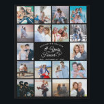 Anniversary 18 Photo Collage YEARS INTO FOREVER Faux Canvas Print<br><div class="desc">Create a commemorative keepsake photo display as a faux canvas print to celebrate any year anniversary utilizing this easy-to-upload photo collage template with 18 pictures through the years and titled # YEARS INTO FOREVER in elegant calligraphy script typography accented with interlocking hearts and personalized with the couple's names and dates...</div>