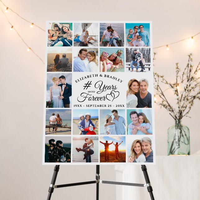 Anniversary 18 Photo Collage YEARS INTO FOREVER Foam Board (In Situ (Stand))