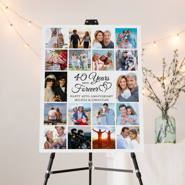 Anniversary 18 Photo Collage # YEARS INTO FOREVER Foam Board (In Situ (Stand))