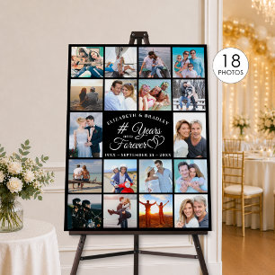 Anniversary 18 Photo Collage YEARS INTO FOREVER Foam Board