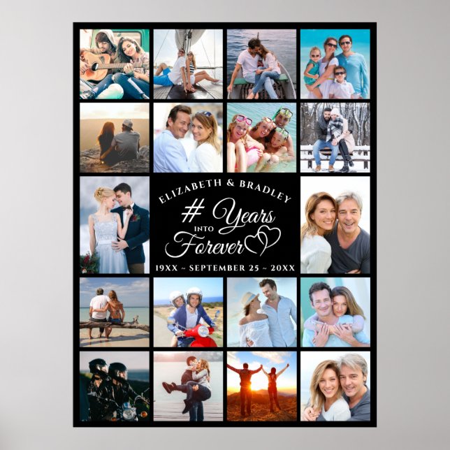 Anniversary 18 Photo Collage YEARS INTO FOREVER Poster (Front)