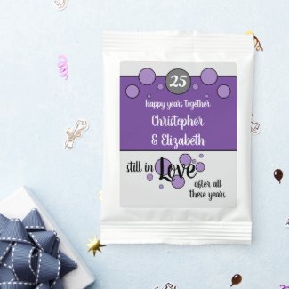 Anniversary 25 years silver names in love purple margarita drink mix
