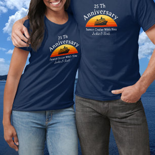   Anniversary 25th Wedding Cruise Blue Personalize T-Shirt