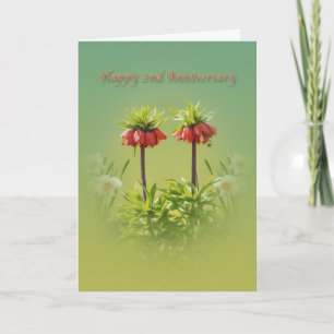 Anniversary, 2nd, Red Rubra Tulips Card