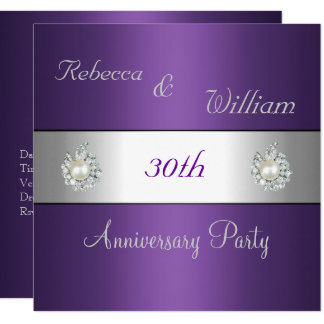 Anniversary 30th Elegant Purple & Pearl Jewel Card