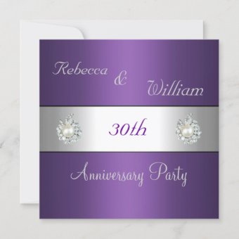 Anniversary 30th Elegant Purple & Pearl Jewel Invitation | Zazzle