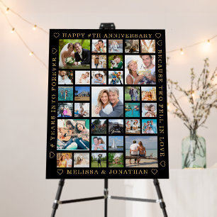 Anniversary 33 Photo Collage Black Gold Custom Foam Board