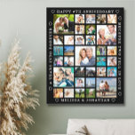 Anniversary 33 Photo Collage Custom Personalized Canvas Print<br><div class="desc">Easily create a wedding anniversary commemorative keepsake photo memories display as a premium quality canvas print utilizing this easy-to-upload photo collage template with 33 square pictures of the special couple through the years to celebrate any year anniversary and personalized with your custom text. The background and text font style and...</div>