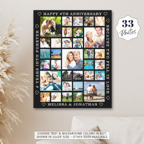 Anniversary 33 Photo Collage Custom Personalized Canvas Print