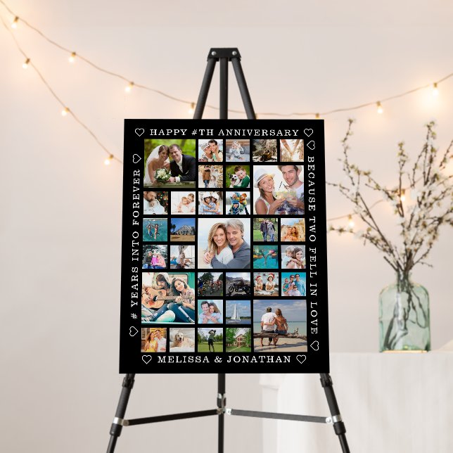 Anniversary 33 Photo Collage Custom Personalized Foam Board (In Situ (Stand))