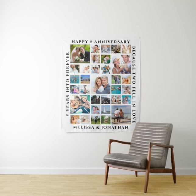 Anniversary 33 Photo Collage Party Backdrop (In Situ)