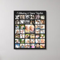 Anniversary 39 Photo Collage Personalized Black