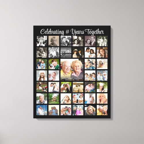 Anniversary 39 Photo Collage Personalized Black