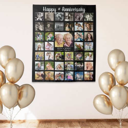 Anniversary 39 Photo Collage Personalized Tapestry