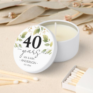 Anniversary 40 Years Floral Keepsake Mini Candle Favors