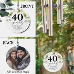 Anniversary 40 years Floral Photo Wind Chime<br><div class="desc">Two sided design. Floral Watercolor graphic Wedding Anniversary any year personalized garden wind chime. Front of chime simple,  modern,  elegant anniversary text. Back of design photo and name text option.  easy to customize,  just use the edit template option. always a good boy</div>