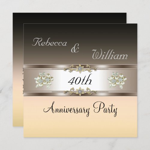 Anniversary 40th Elegant Cream Biege Invite