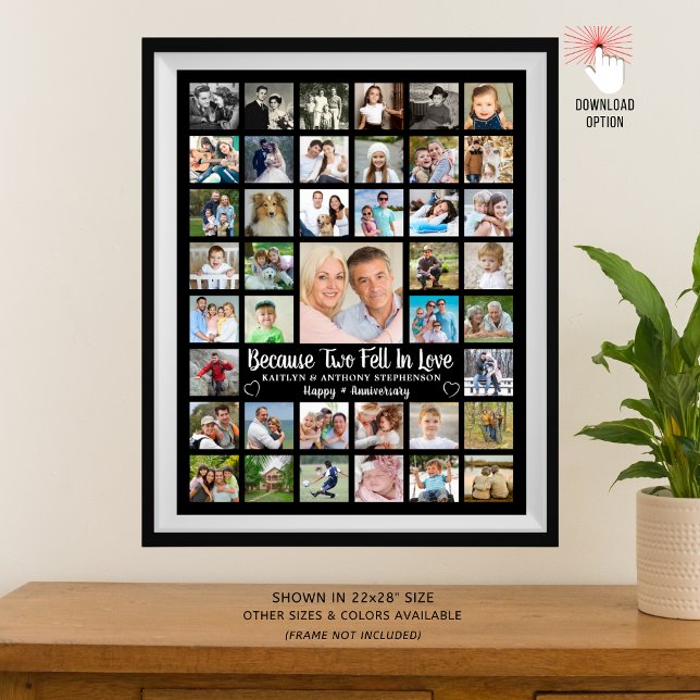 Anniversary 41 Photo Collage Custom Text and Color Poster (Creator Uploaded)