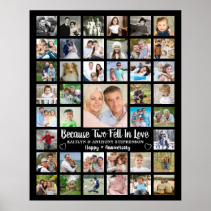 Anniversary 41 Photo Collage Custom Text and Color Poster