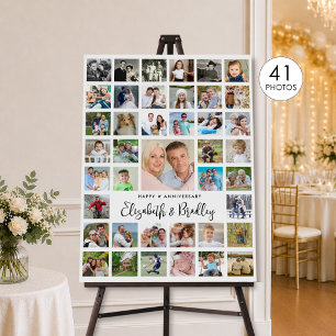Anniversary 41 Photo Collage Modern Script Foam Board
