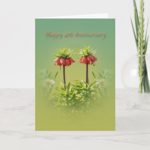 Anniversary 4th Red Rubra Tulips Card