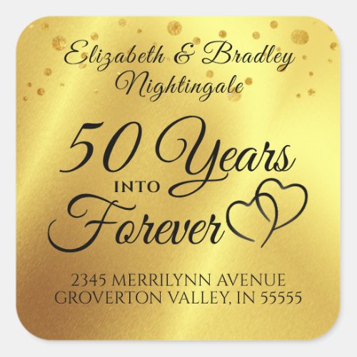 Anniversary 50 YEARS INTO FOREVER Return Address Square Sticker