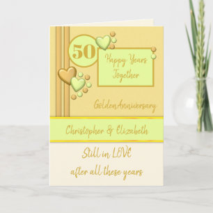 Anniversary 50th Golden 50 years green cream Card