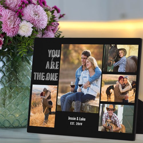 Anniversary 5 Photo Collage You are the One  Black Plaque