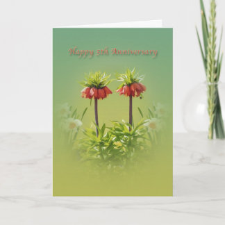 Anniversary, 5th, Red Rubra Tulips Card