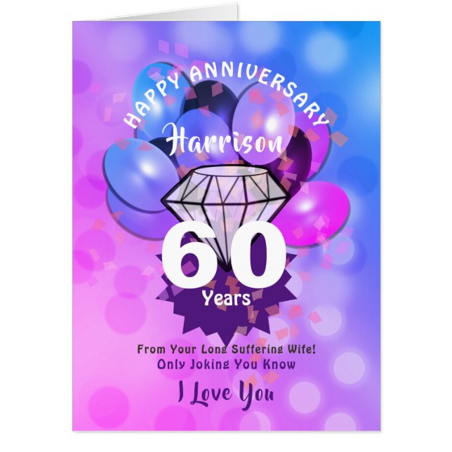 Anniversary 60 Years Diamond Wedding Funny Card (Front)