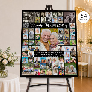Anniversary 64 Photo Collage Personalized Foam Board
