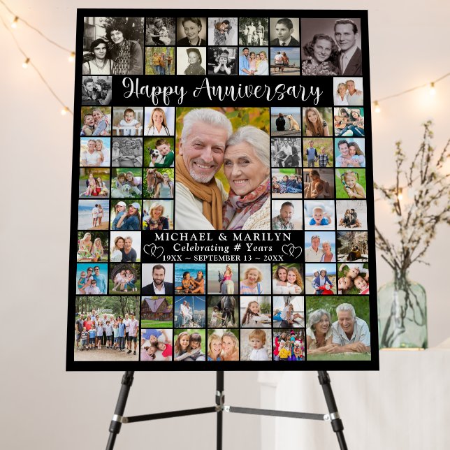 Anniversary 64 Photo Collage Personalized Foam Board (In Situ (Stand))