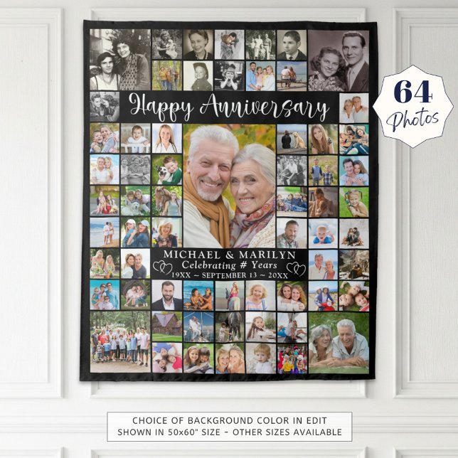 Anniversary 64 Photo Collage Your Color Tapestry (Creator Uploaded)