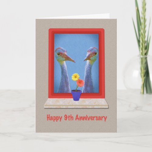 Anniversary 9th Two Sandhill Cranes Card