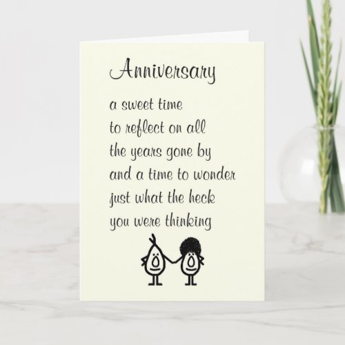 Anniversary A Funny Happy Wedding Anniversary Poem Card