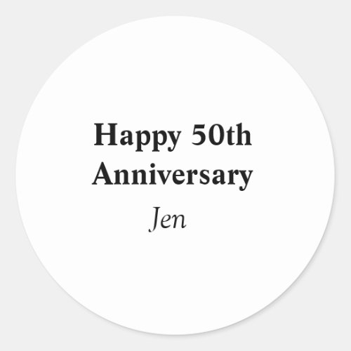 Anniversary add your name text image editable  inv classic round sticker