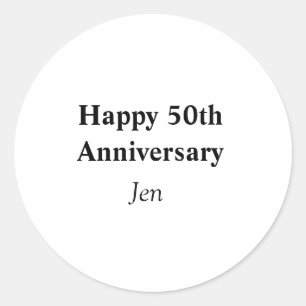 Anniversary add your name text image editable  inv classic round sticker